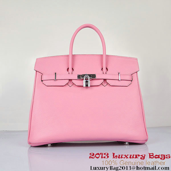 Hermes Birkin 35CM Pink Clafskin Leather Tote Bag Silver Hermes Birkin 35CM Pink Clafskin Leather Tote Bag Silver