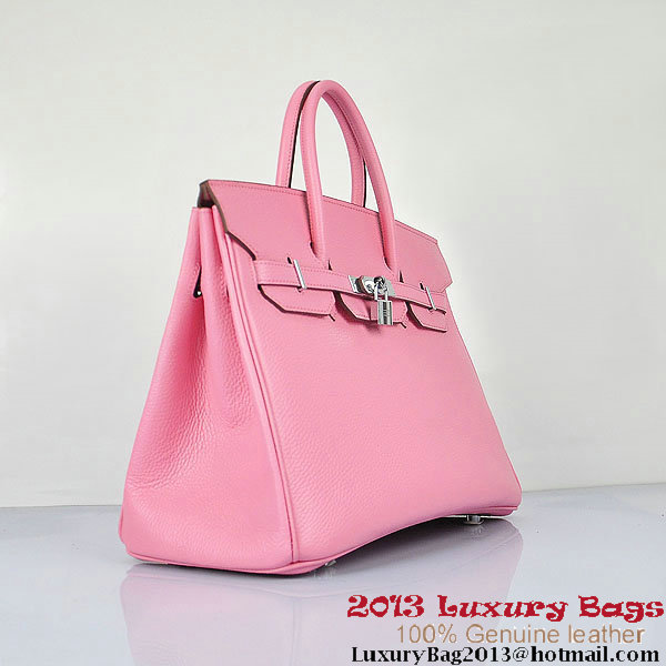 Hermes Birkin 35CM Pink Clafskin Leather Tote Bag Silver Hermes Birkin 35CM Pink Clafskin Leather Tote Bag Silver