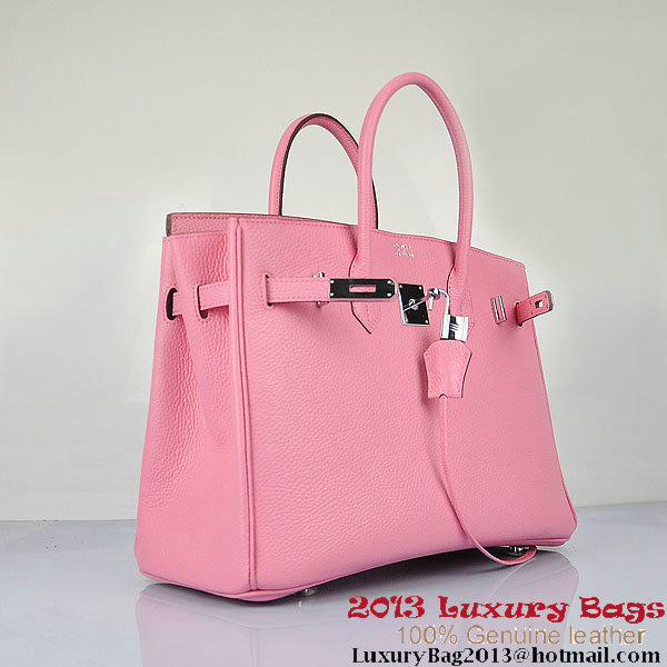 Hermes Birkin 35CM Pink Clafskin Leather Tote Bag Silver Hermes Birkin 35CM Pink Clafskin Leather Tote Bag Silver