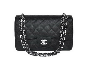 Chanel Jumbo Quilted Classic Cannage Patterns Flap Bag A58600 Black Silver Chanel Jumbo Quilted Classic Cannage Patterns Flap Bag A58600 Black Silver