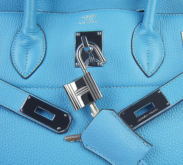 Hermes Birkin 6109 Togo Leather Bag light Blue 42cm Silver Hermes Birkin 6109 Togo Leather Bag light Blue 42cm Silver