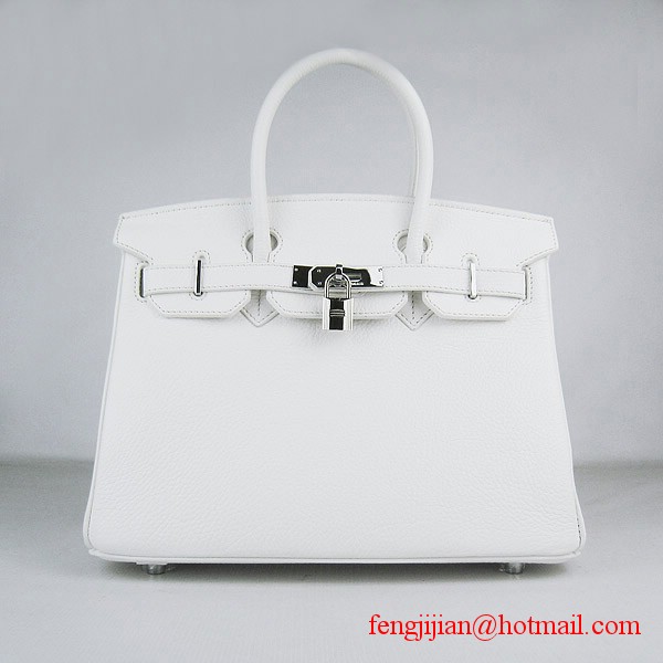 Hermes Birkin 30cm Togo Leather Bag White 6088 Hermes Birkin 30cm Togo Leather Bag White 6088