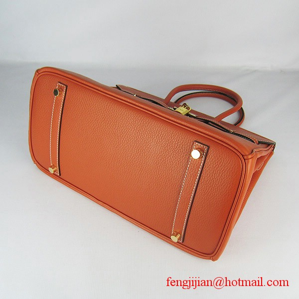 Hermes 35cm Embossed Veins Leather Bag Orange 6089 Gold Hardware Hermes 35cm Embossed Veins Leather Bag Orange 6089 Gold Hardware