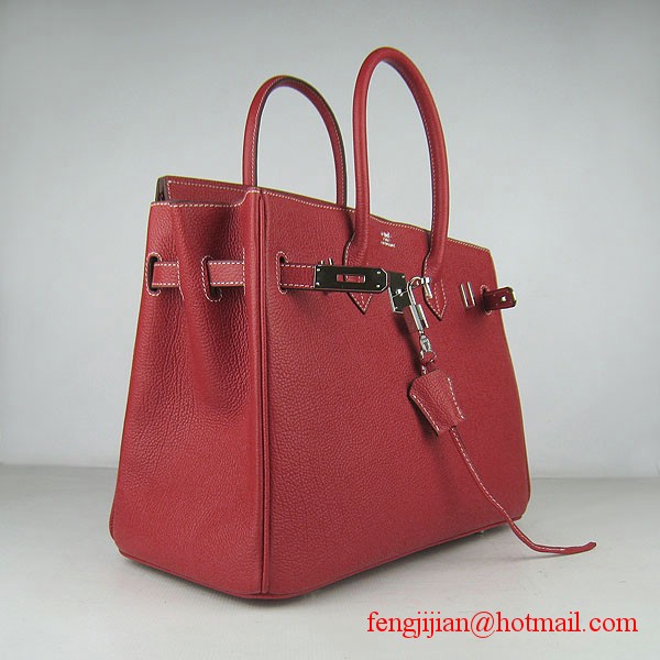 Hermes Birkin 35cm Tendon Veins Leather Bag Red Silver Hardware Hermes Birkin 35cm Tendon Veins Leather Bag Red Silver Hardware