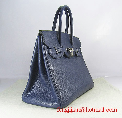 Hermes Birkin 35cm Embossed Veins Leather Bag Dark Blue 6089 Silver Hardware Hermes Birkin 35cm Embossed Veins Leather Bag Dark Blue 6089 Silver Hardware