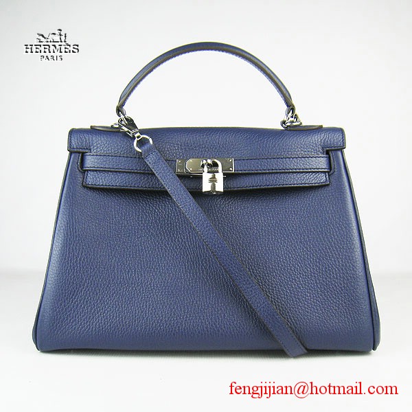 Hermes Kelly 32cm Togo Leather Bag Dark Blue 6108 Silver Hardware Hermes Kelly 32cm Togo Leather Bag Dark Blue 6108 Silver Hardware
