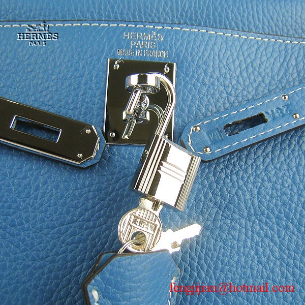 Hermes Kelly 32cm Togo Leather Bag Blue 6108 Silver Hardware Hermes Kelly 32cm Togo Leather Bag Blue 6108 Silver Hardware
