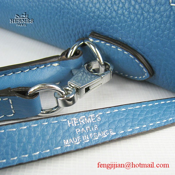 Hermes Kelly 32cm Togo Leather Bag Blue 6108 Silver Hardware Hermes Kelly 32cm Togo Leather Bag Blue 6108 Silver Hardware