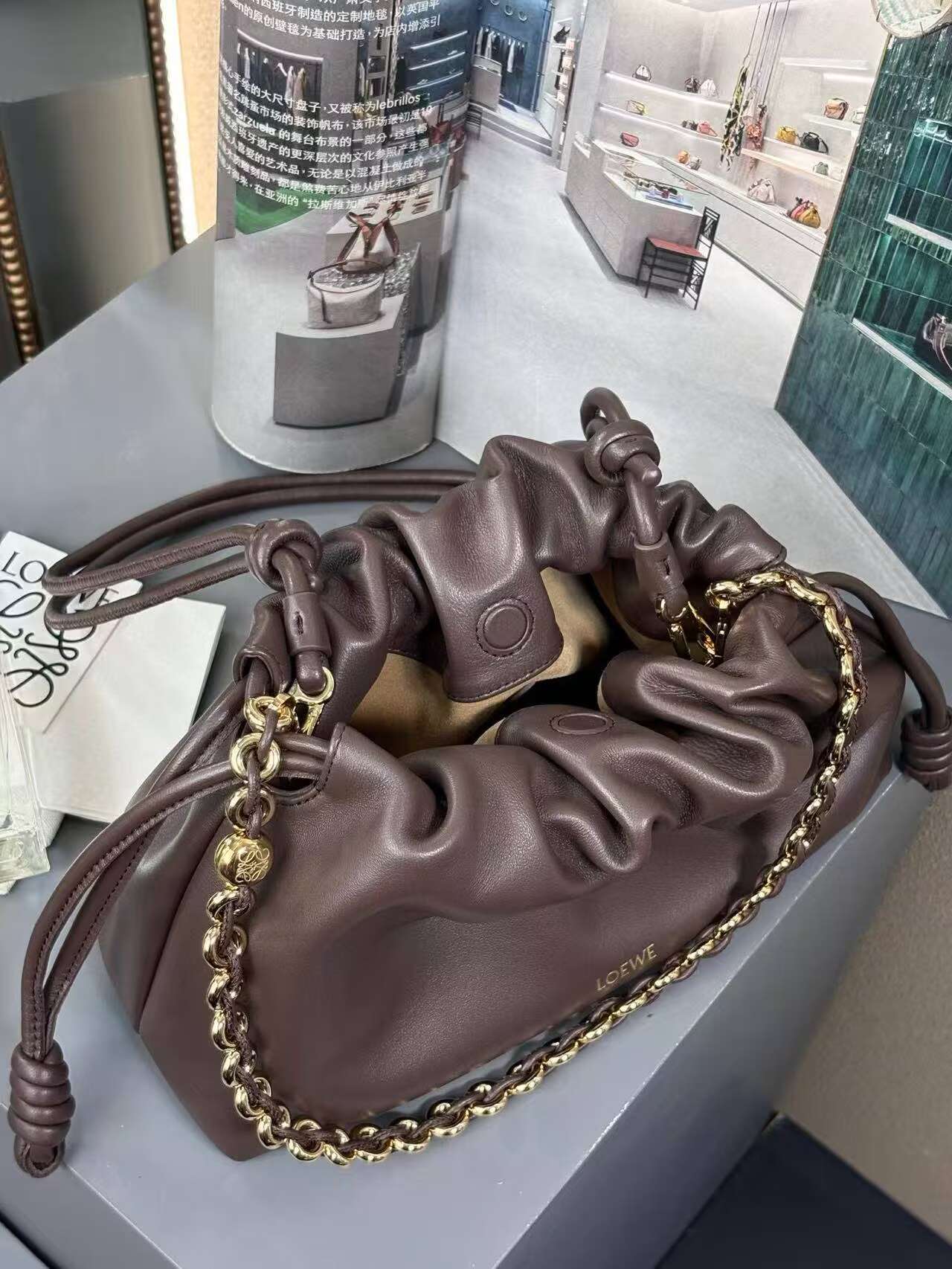 Loewe Napa Lamb Leather Flamenco Purse 80696 dark brown Loewe Napa Lamb Leather Flamenco Purse 80696 dark brown