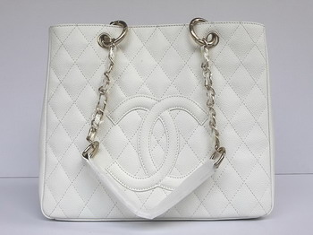 Chanel Quilted CC Tote Bag 35626 White Chanel Quilted CC Tote Bag 35626 White