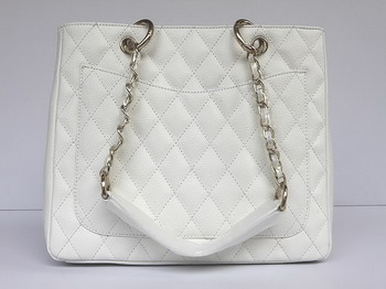 Chanel Quilted CC Tote Bag 35626 White Chanel Quilted CC Tote Bag 35626 White