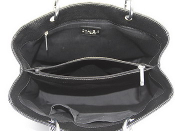 Chanel Quilted CC Tote Bag 35626 Black Silver Hardware Chanel Quilted CC Tote Bag 35626 Black Silver Hardware