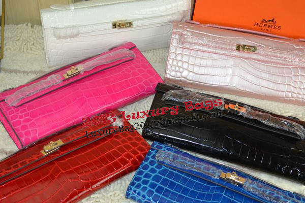 Hermes Kelly Clutch Bag Croco Leather K31 Black Hermes Kelly Clutch Bag Croco Leather K31 Black