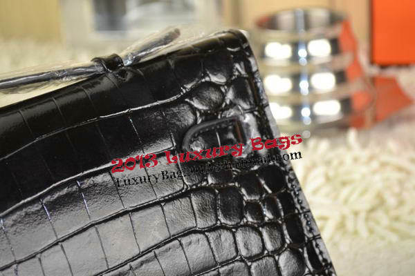 Hermes Kelly Clutch Bag Croco Leather K31 Black Hermes Kelly Clutch Bag Croco Leather K31 Black