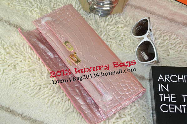 Hermes Kelly Clutch Bag Croco Leather K31 Light Pink Hermes Kelly Clutch Bag Croco Leather K31 Light Pink