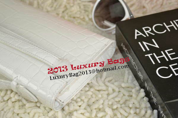 Hermes Kelly Clutch Bag Croco Leather K31 White Hermes Kelly Clutch Bag Croco Leather K31 White
