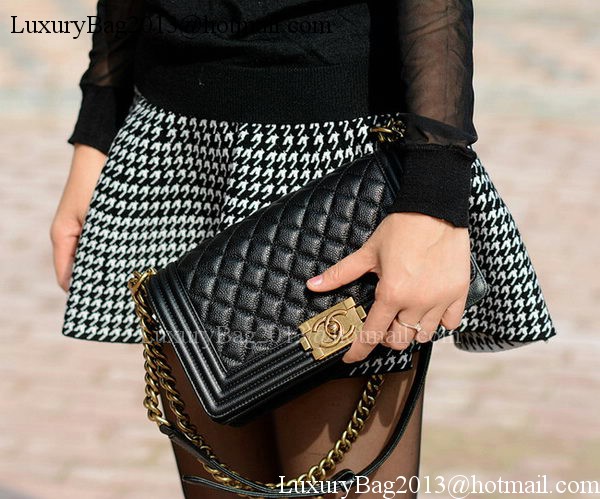 Boy Chanel Flap Shoulder Bag Black Original Cannage Pattern A67086 Gold Boy Chanel Flap Shoulder Bag Black Original Cannage Pattern A67086 Gold