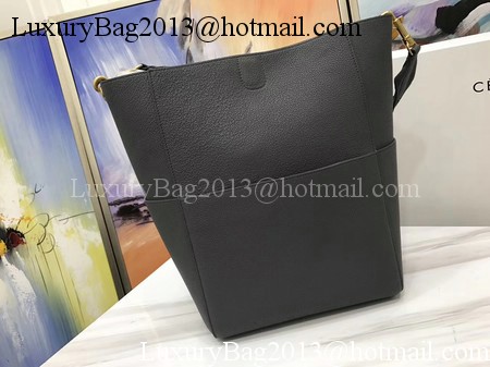 CELINE Sangle Seau Bag in Litchi Leather C3371 Grey CELINE Sangle Seau Bag in Litchi Leather C3371 Grey