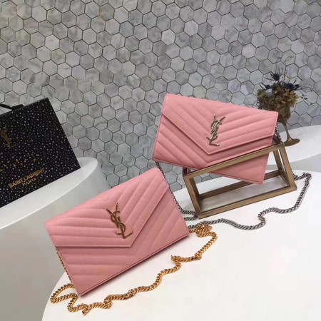 YSL WOC Classic Monogramme Flap Bag Cannage Pattern Y1003 Pink YSL WOC Classic Monogramme Flap Bag Cannage Pattern Y1003 Pink