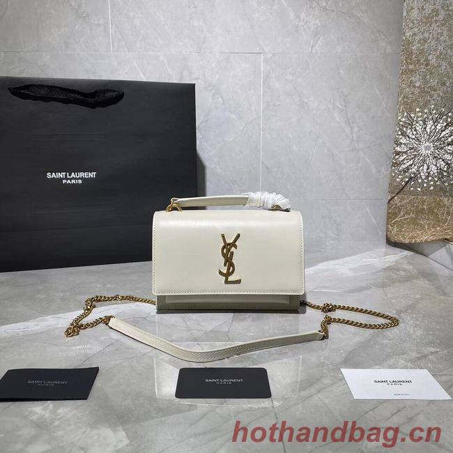 Yves Saint Laurent Calfskin Leather Shoulder Bag Y533036 White&gold-Tone Metal Yves Saint Laurent Calfskin Leather Shoulder Bag Y533036 White&gold-Tone Metal
