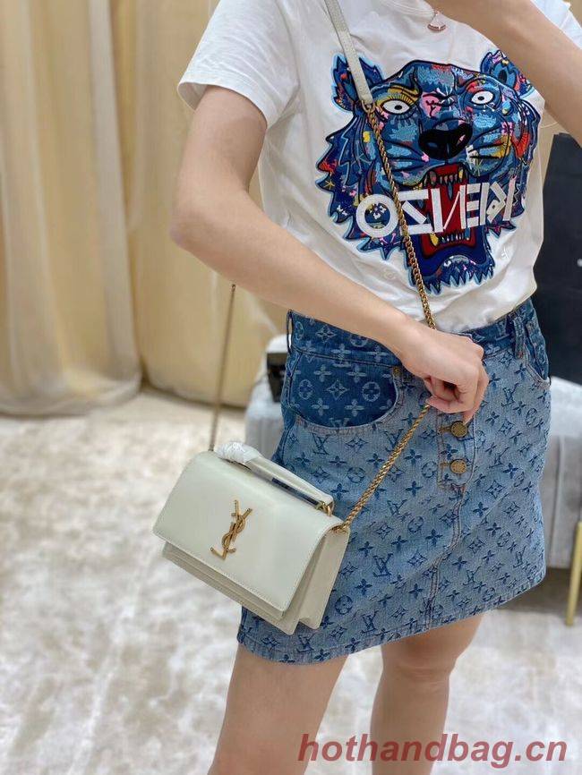 Yves Saint Laurent Calfskin Leather Shoulder Bag Y533036 White&gold-Tone Metal Yves Saint Laurent Calfskin Leather Shoulder Bag Y533036 White&gold-Tone Metal