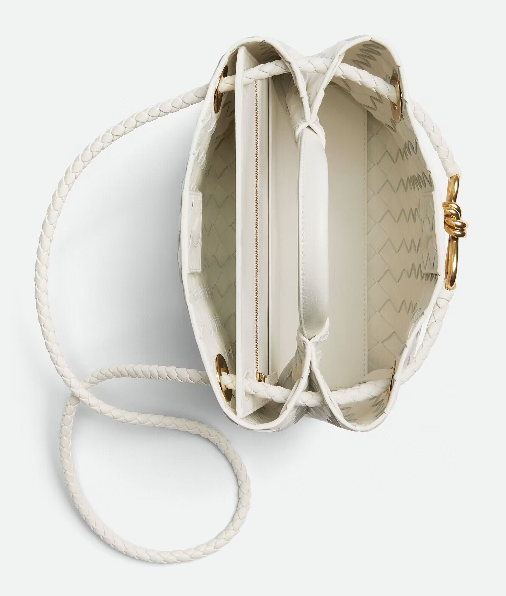 Bottega Veneta Andiamo Small Intrecciato Leather Tote 743572 White Bottega Veneta Andiamo Small Intrecciato Leather Tote 743572 White