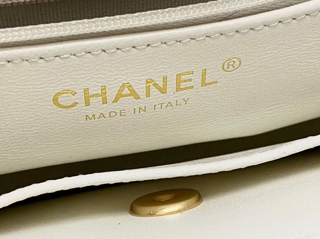 Chanel 23k Vintage Kelly Original Leather Top Handle Bag AS4416 White Chanel 23k Vintage Kelly Original Leather Top Handle Bag AS4416 White