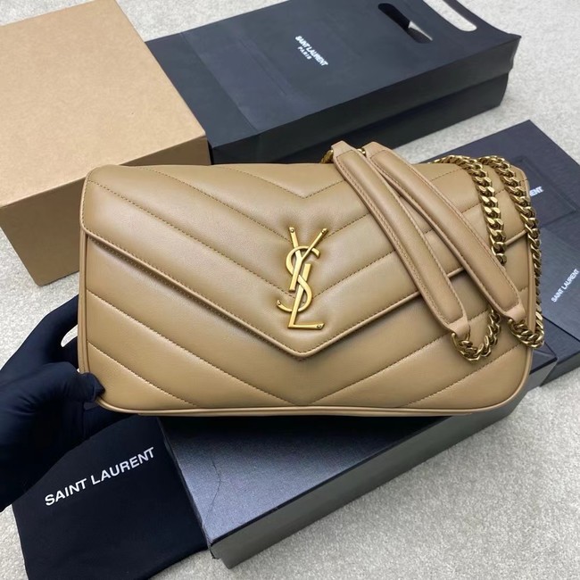 SAINT LAURENT LOULOU MEDIUM IN MATELASSE LAMBSKIN 801439 NATURAL TAN