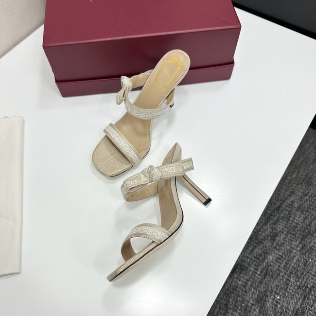 Dior Heeled Sandal with JAdior Straps Embroidered Cotton KCO538NV-2