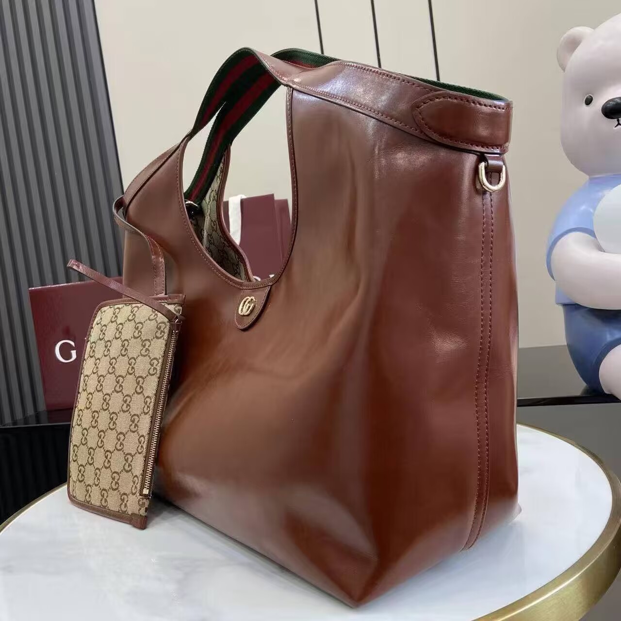 Gucci Giglio Original Oiled Leather large tote GG bag 853971 Brown Gucci Giglio Original Oiled Leather large tote GG bag 853971 Brown
