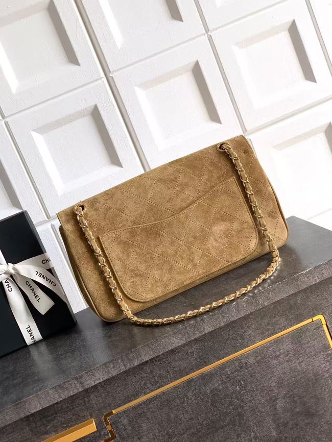 CHANEL Maxi Flapbag Suede Calfskin AS6233 brown