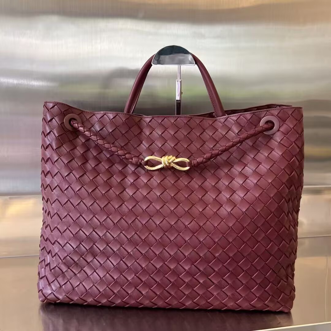 Bottega Veneta Andiamo Pepites Original Leather Large Bag 743575 Wine