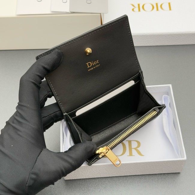 LADY DIOR LOTUS WALLET CANNAGE LAMBSKIN S2067 black