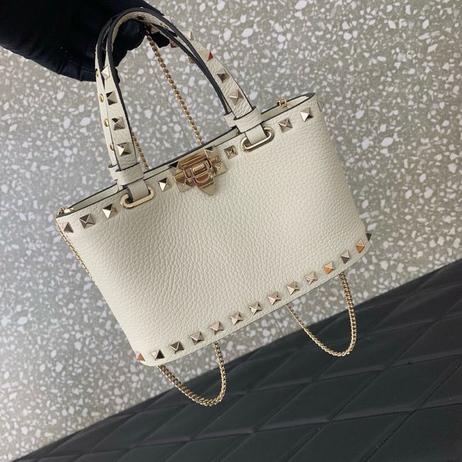 VALENTINO ROCKSTUD mini grained calfskin bag SHI16 Ivory