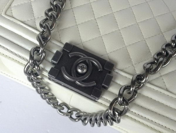 Chanel A67086 Offwhite Le Boy Flap Shoulder Bag Silver Chanel A67086 Offwhite Le Boy Flap Shoulder Bag Silver
